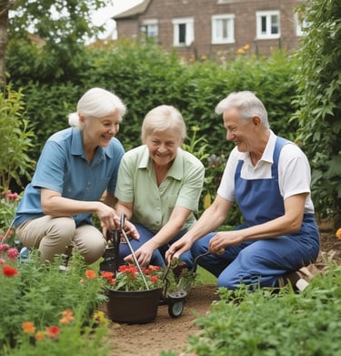A nurse gently helping an elderly man with daily activities at home.