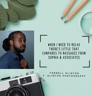 a man with a camera review of massages by sophia