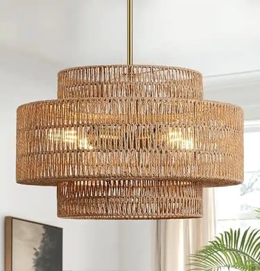 Boho Rattan Chandelier Light Fixture boho lighting for living room