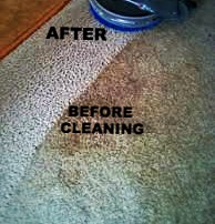 Dirty carpet being cleaned before and after photo. 