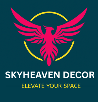 SkyHeaven Decor logo with phoenix and tagline Elevate Your Space.