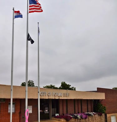 Image of the old location of Poplar Bluff, MO City hall where Aaron worked as a building inspector