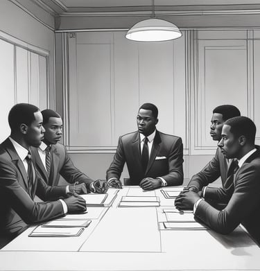 A professional team discussing real estate plans around a table.
