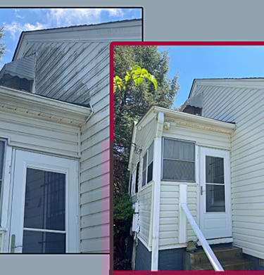 Before & after picture of a house professionally pressure washed.