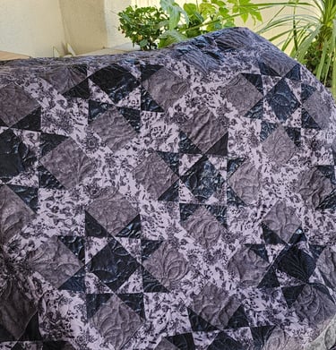 black gray quilt
