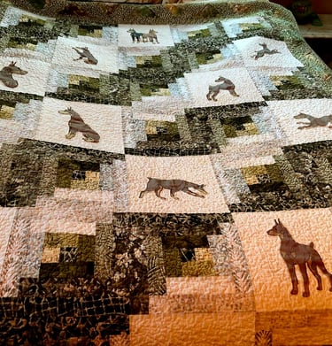doberman themed quilt