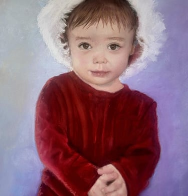 Little boy wearing Christmas hat