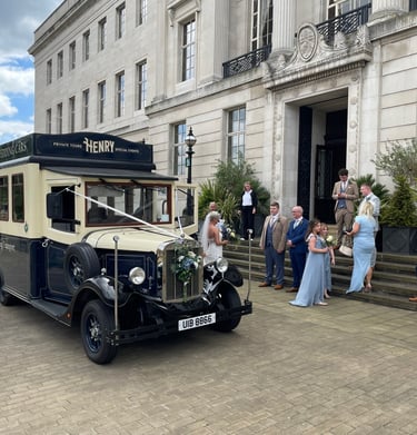 Henry vintage wedding bus from Fairytale Wedding Car car hire South Yorkshire y.