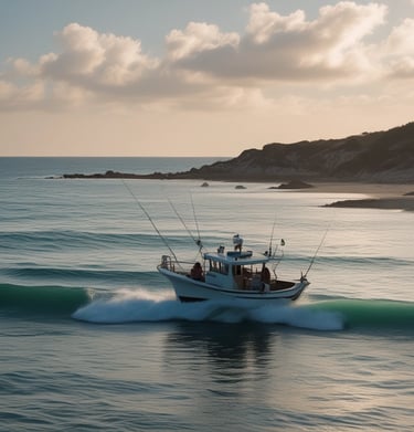 Local guide expertly casting a fishing line into crystal flats at golden hour, with shadows stretching on the sand.