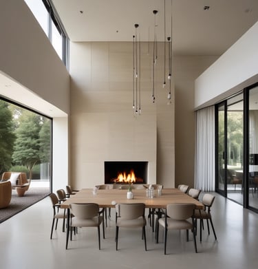 Exterior view of a prefabricated home at sunset with warm lighting.