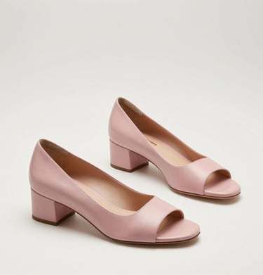 Close-up of a soft gold-toned stiletto heel with delicate shadows.
