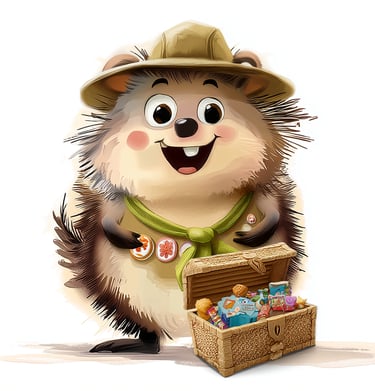 Tumbleberry Hedgehog by treasure chest