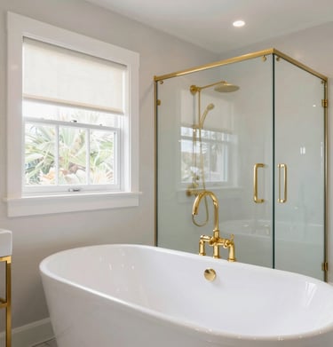 A cozy bathroom with a contemporary design and efficient plumbing solutions.