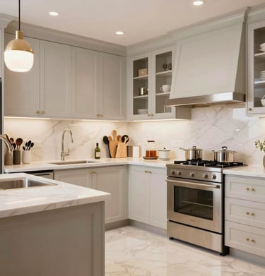 Before and after view of a luxury bathroom showing sparkling tiles and crystal-clear glass surfaces.