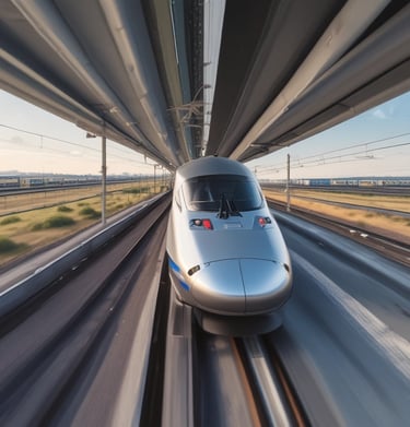 An overhead view of multiple rail lines converging in a busy transit hub.