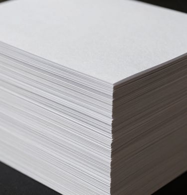 A minimalist photo of a stack of clean white paper, soft shadows, representing the elegance of print photography, International / Western.