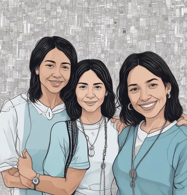 A teacher guiding a student through coding exercises, with the Argentine sun symbol subtly in the background.