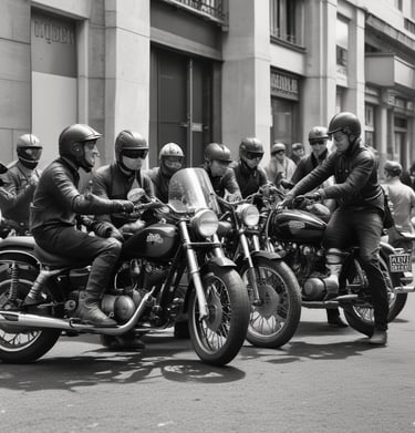 Group photo of the 'les 2 roues du 47' members smiling with their bikes in front of a rustic barn.