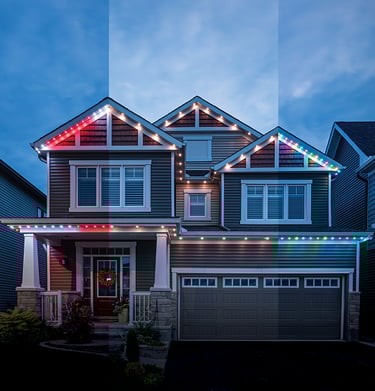 MyLites permanent outdoor Holiday lighting installation on home