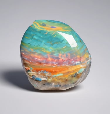 A polished opal set in a delicate silver pendant, glowing softly.