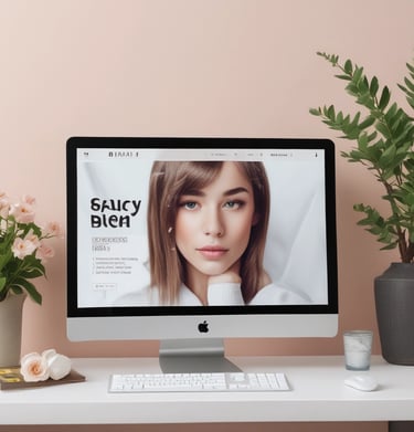 A responsive design interface showing a beauty blog section with engaging articles and images.