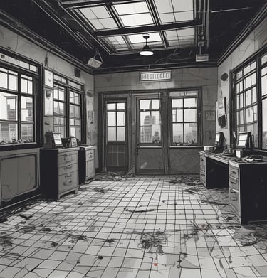 A moody nighttime cityscape panel from the graphic novel, rich with shadows and atmosphere.