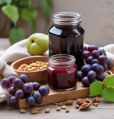 Freshly picked organic fruits spilling out of a woven basket on a sunlit kitchen counter.