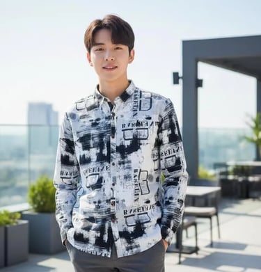 Black and white printed men shirt stylish modern outfit premium casual wear design