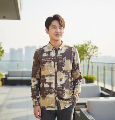 Beige printed shirt for men trendy casual outfit comfortable fabric stylish design