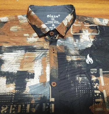 Stylish brown printed men shirt premium casual wear front view modern fashion