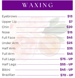 eyebrows waxing, lip, chin, nose, full face, arm, leg, brazilian