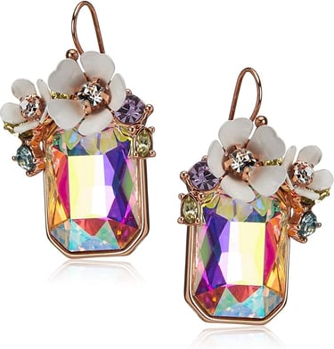 Prom Earrings Idea: Flower Cluster Stone Drop Earrings