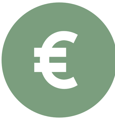 a white and green euro euro sign with a euro sign