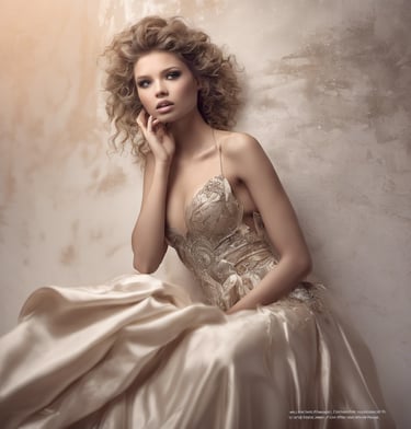 a beautiful professional model woman in a dress with a dress on on a photoshooting