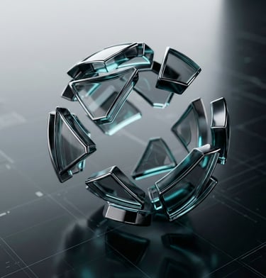 a glass ball with a circular glass object