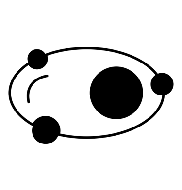 Icon of a solar system on an AI strategy and AI tools website