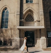 Image of the renovated church that houses the Landmark Studios, including Studio 31:13