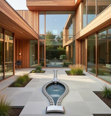 Zipper Sculpture Installed in courtyard