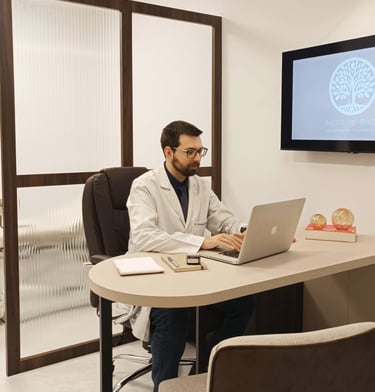 ginecologista responde dúvidas em seu computador