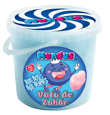 Vată de zahăr Mundus 50g, cu aromă de afine – desert pufos pentru copii