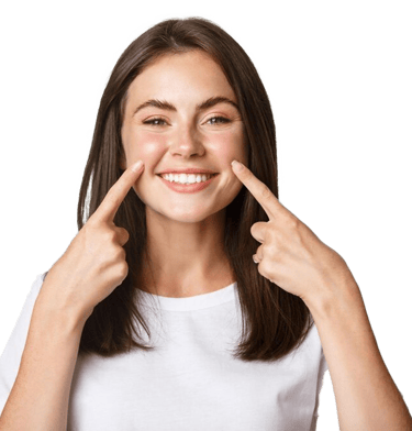 woman wearing white teeth whitening