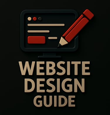 Monitor with interface lines and pencil icon above the text ‘Website Design Guide