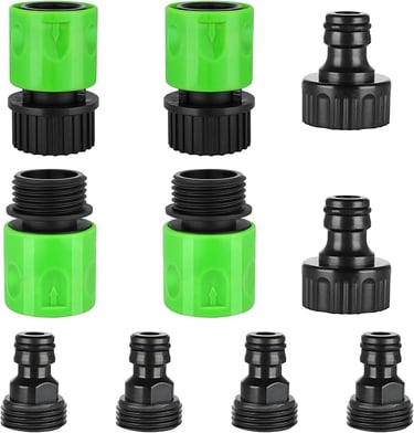 10 Pieces Plastic Garden Hose Quick Connect Set, 3/4 Inch GHT Water Hose Fittings Male and Female Ni