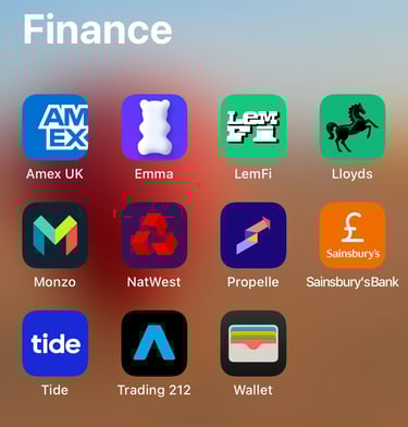 Money saving apps - AMEX, Emma, LEMFI, LLoyds, Monzo, Trading 212