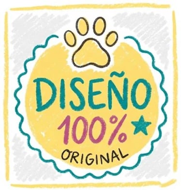 imagen con la huella de un perrito que dice Diseño 100% original
