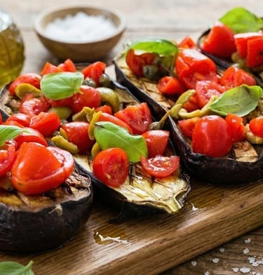 Vegan recipe for eggplant bruschetta