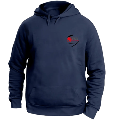 felpa unisex con cappuccio navy front e logo