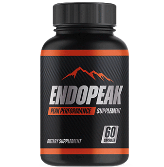 Endopeak Peak Performance dietary supplement bottle with 60 capsules for male health support.