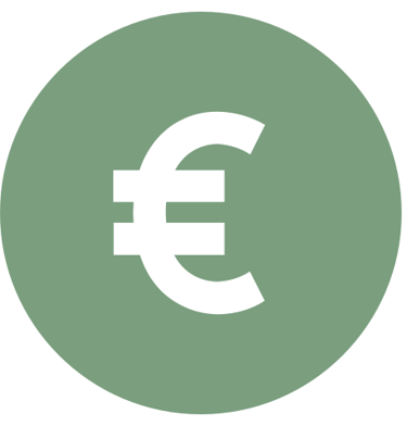 a white and green euro euro sign with a euro sign