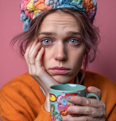 femme empathe qui tient un mug et qui se posent des questions sur ses responsabilités